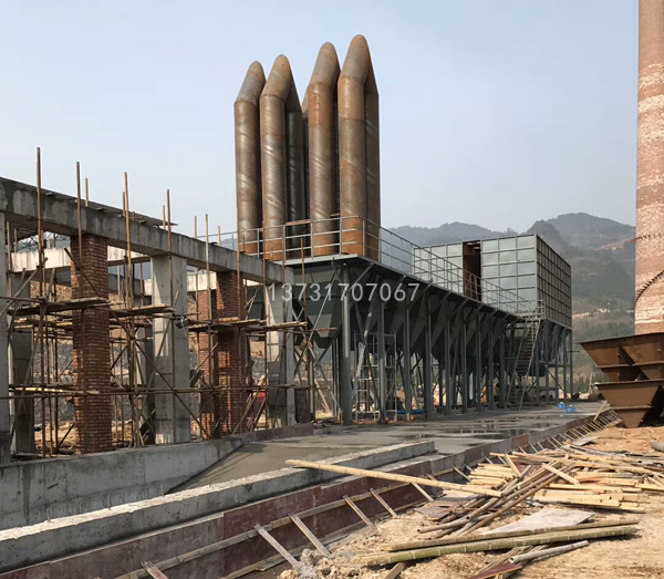 湖南嶽陽頁岩磚廠布袋（dài）除塵器施工中